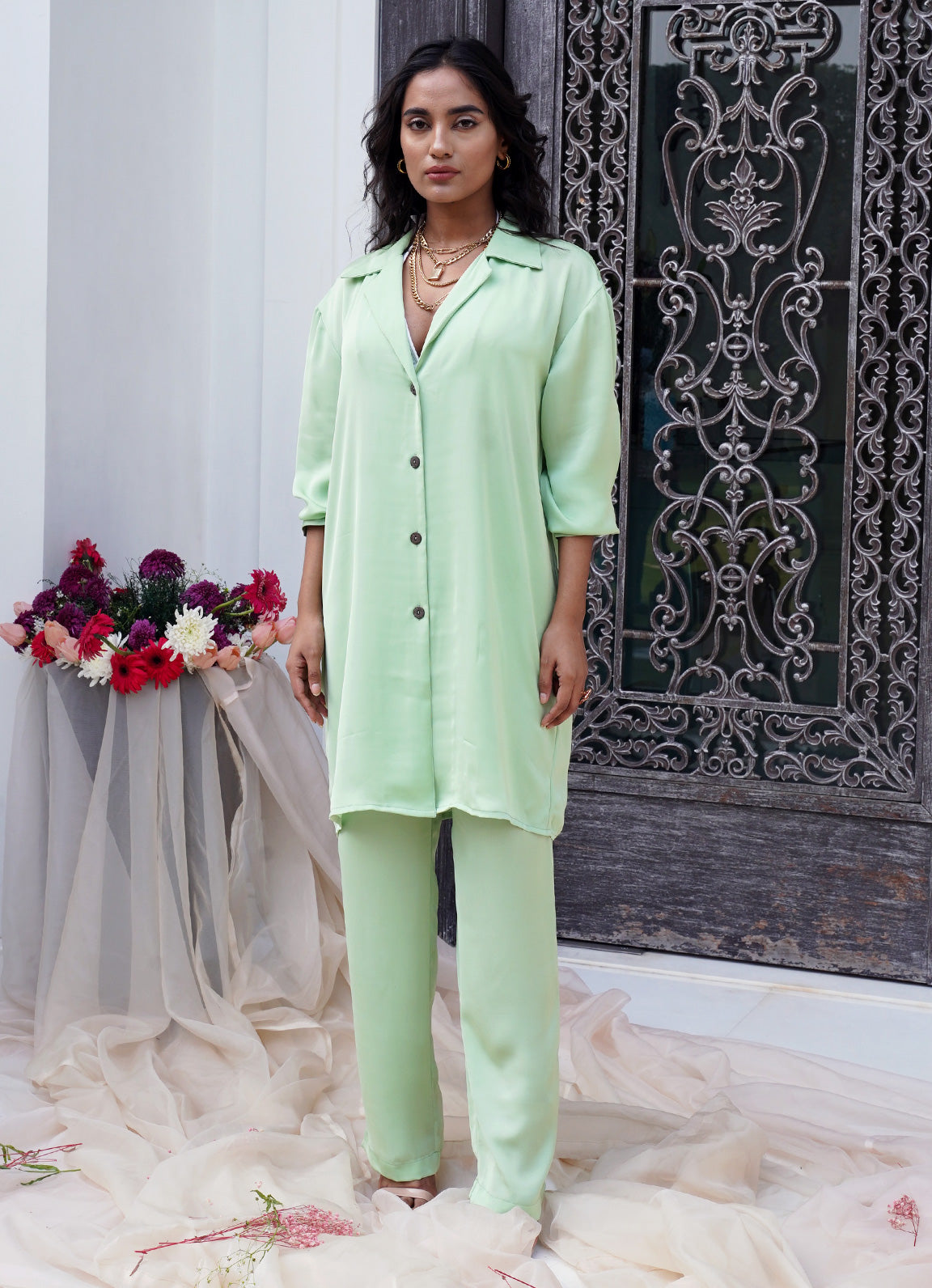 Pista Green Wide Leg Pants - Alaya by Stage3