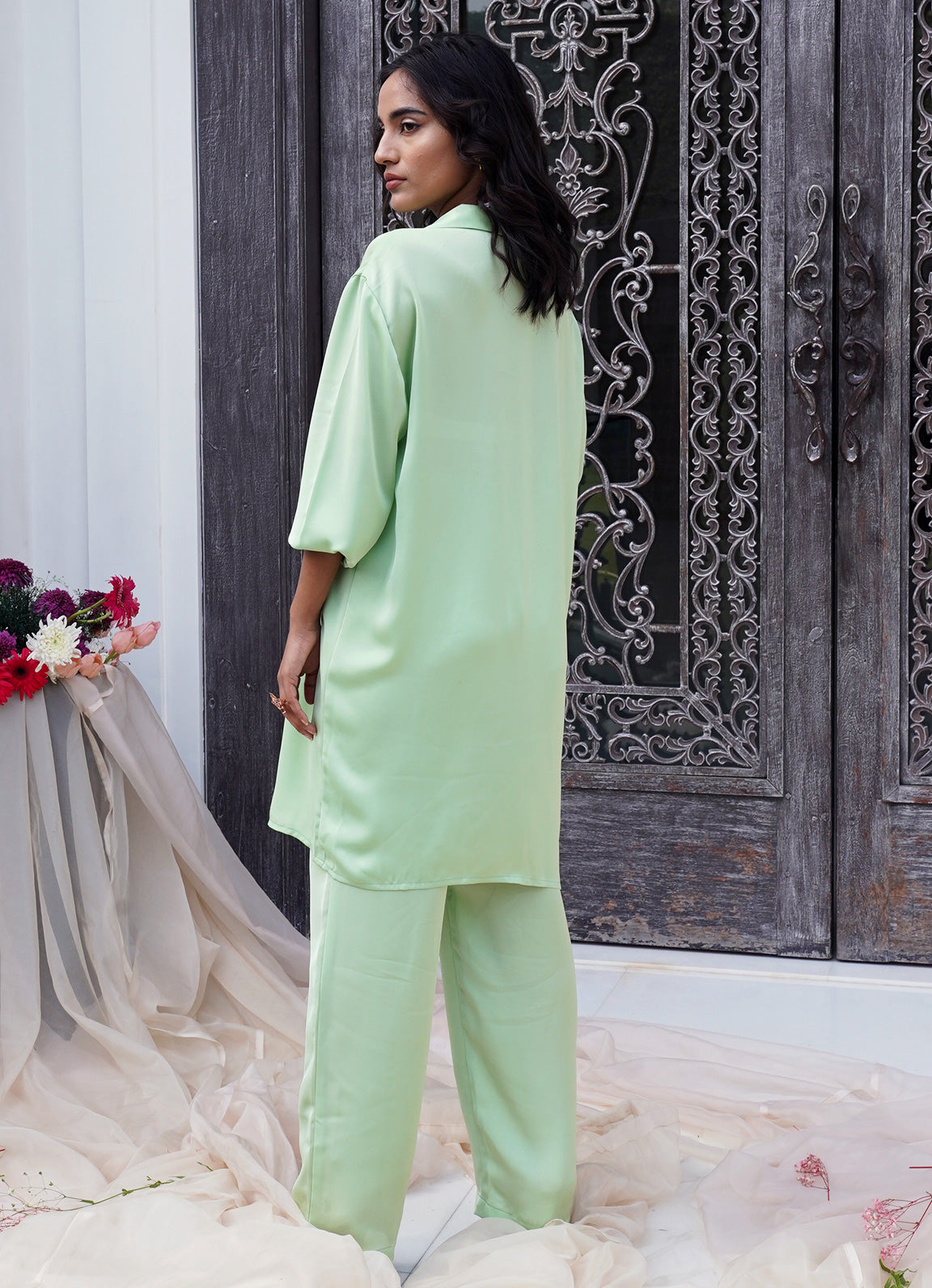 Pista Green Wide Leg Pants - Alaya by Stage3