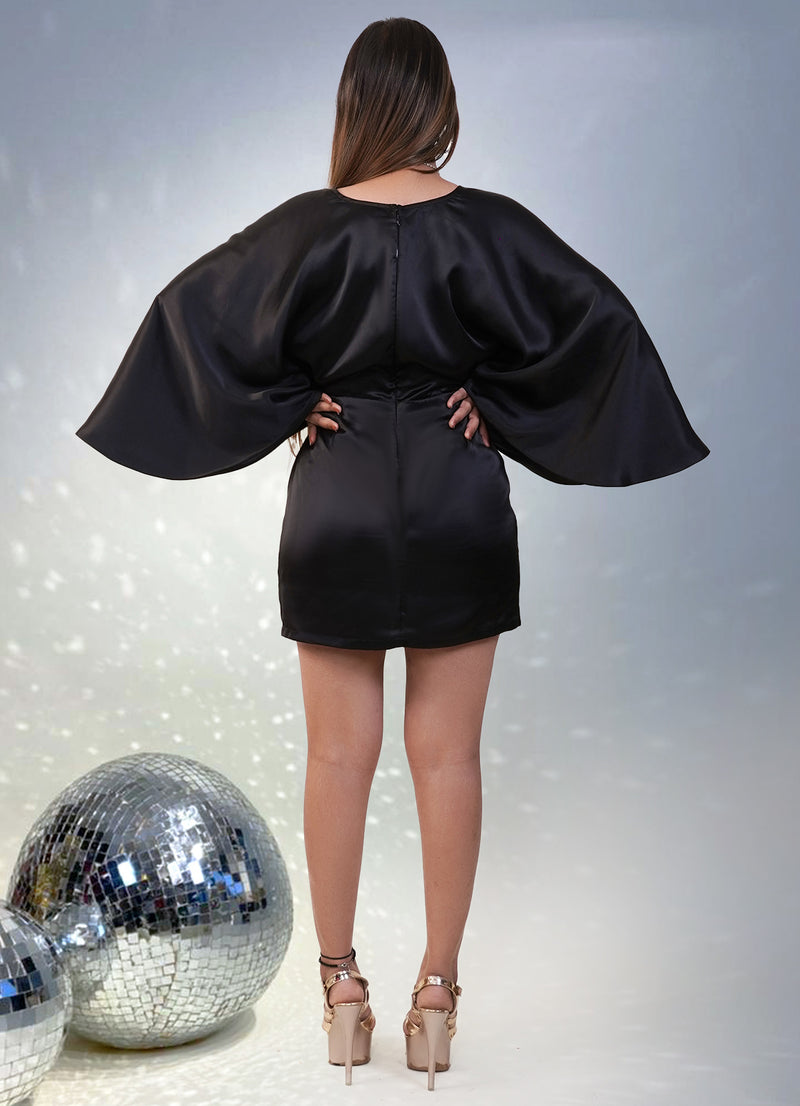 Stardust Black Satin Butterfly Dress