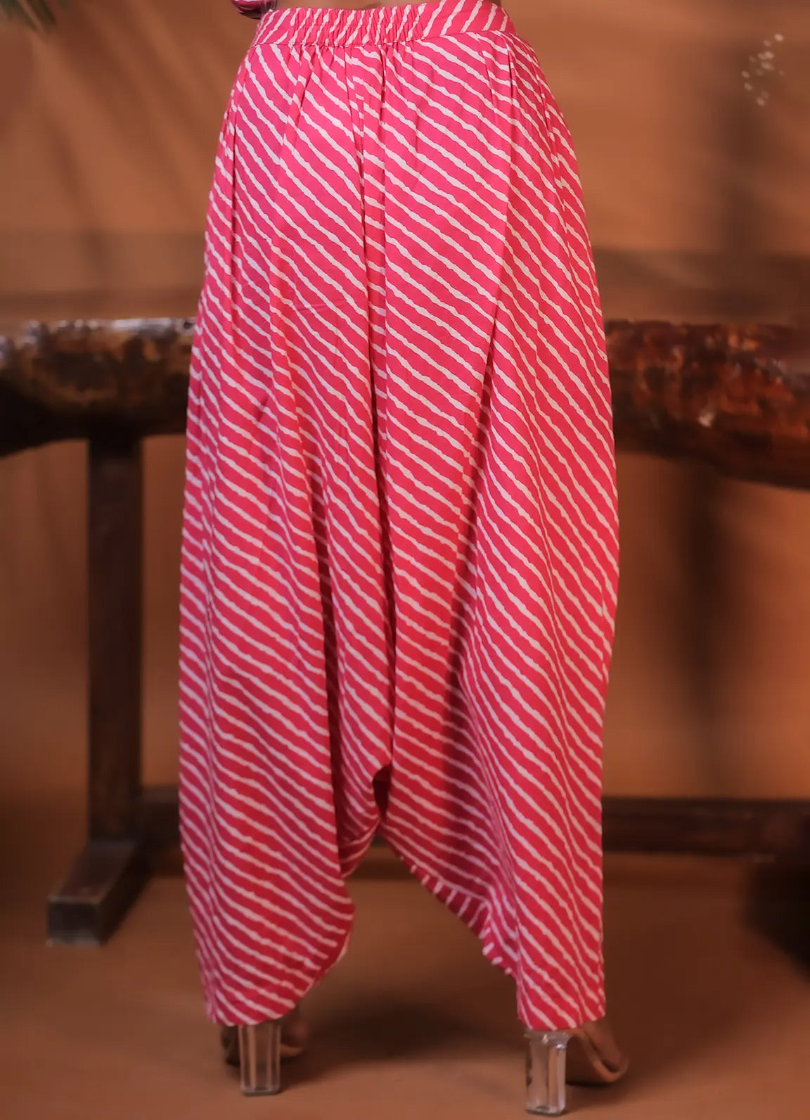 Pink Striped Cotton Dhoti Pants