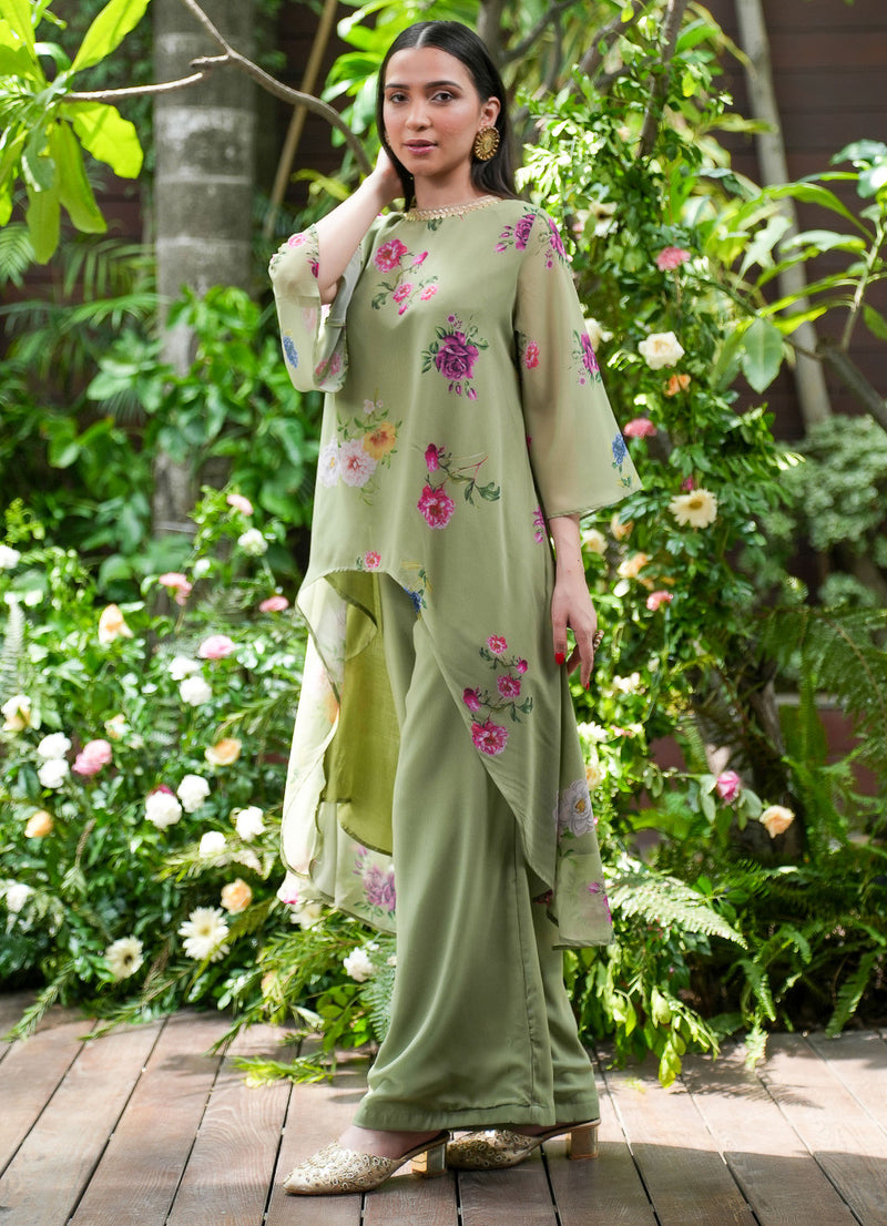 MM Jade Floral High-Low Kurta - Alaya by Stage3