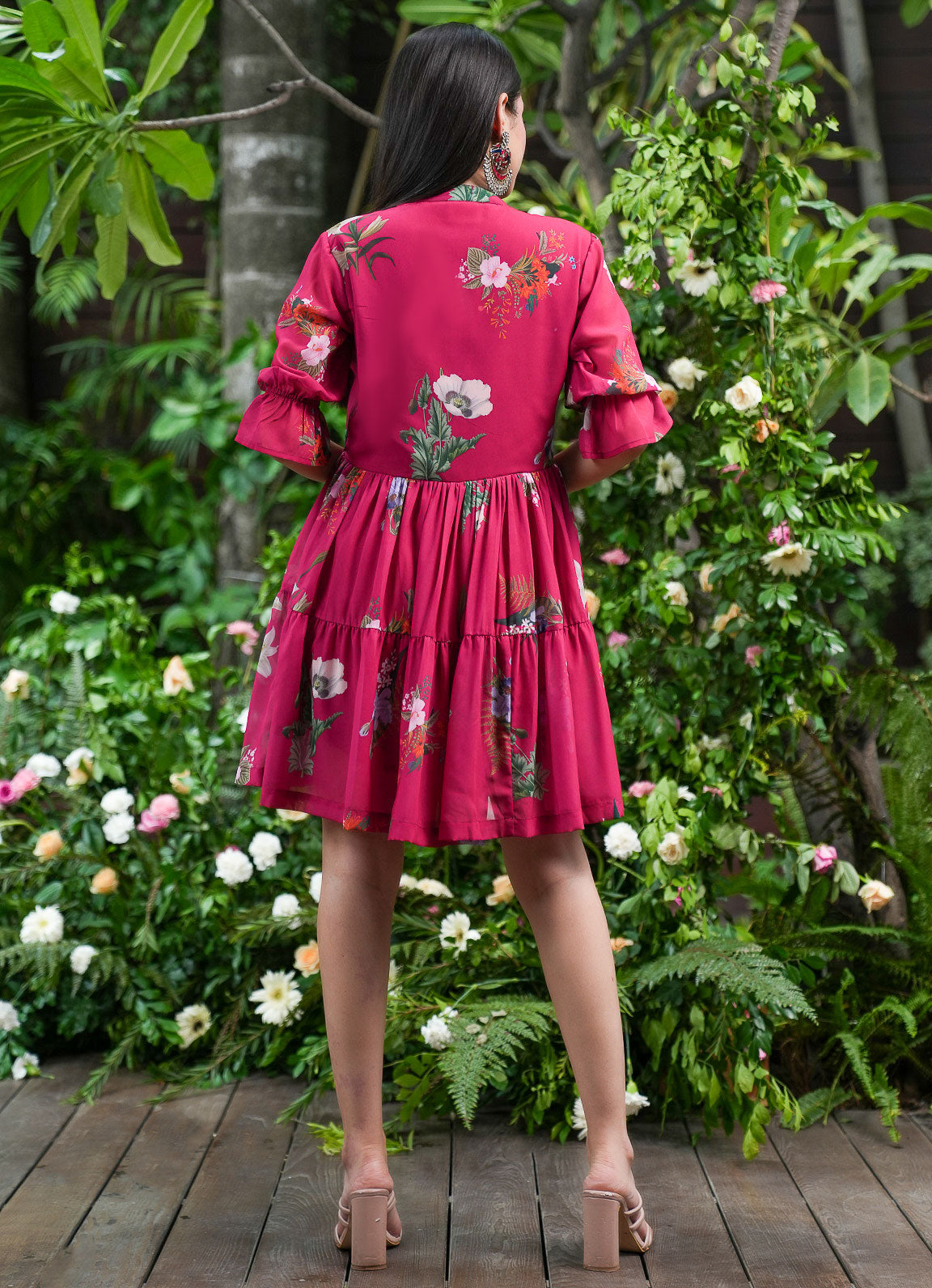 MM Cherry Floral Tiered Ruffle Dress - Alaya by Stage3