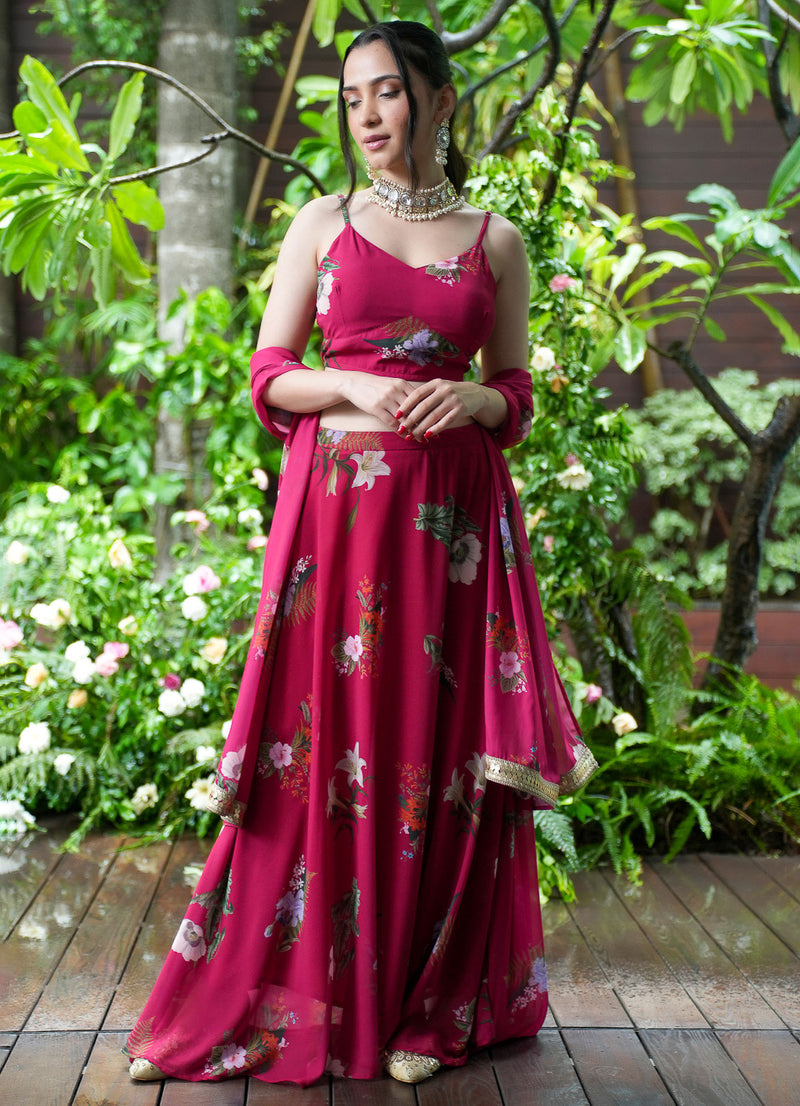 MM Cherry Floral Lehenga Skirt - Alaya by Stage3