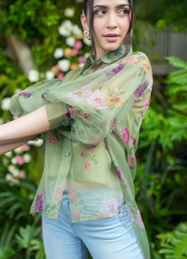 MM Jade Floral High-Low Shirt - Alaya by Stage3