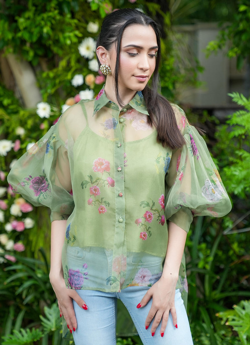MM Jade Floral High-Low Shirt - Alaya by Stage3