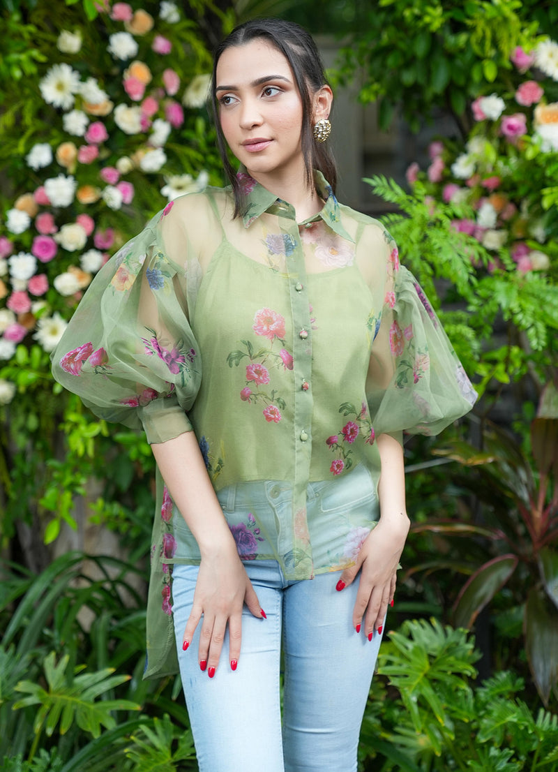 MM Jade Floral High-Low Shirt - Alaya by Stage3