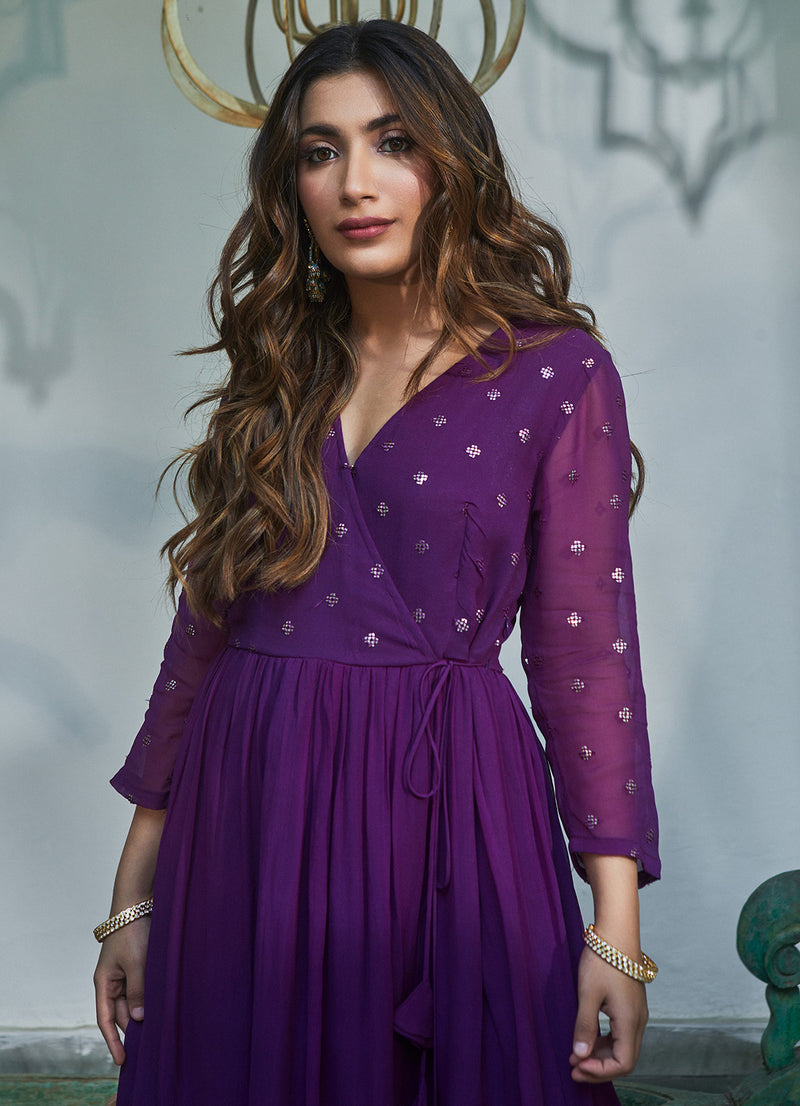 Cister Co Purple Anarkali Dress