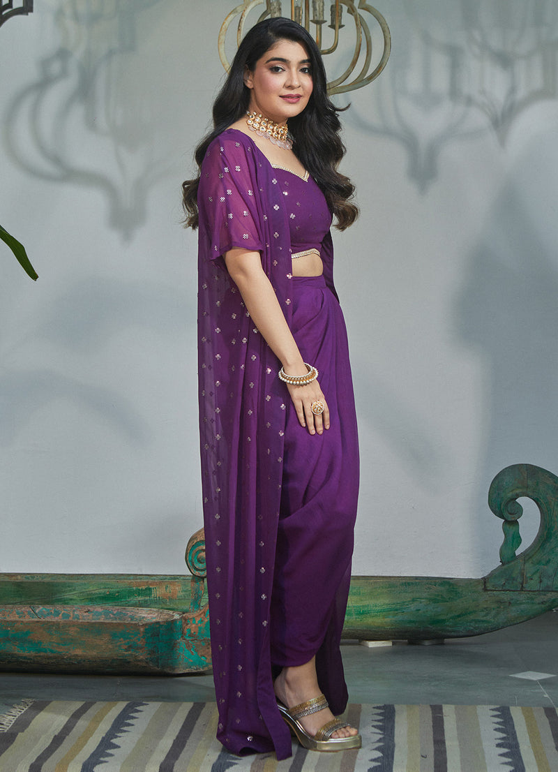 Cister Co Purple Embroidered Overlay