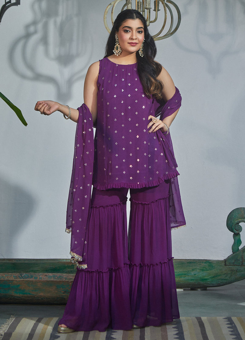 Cister Co Purple Tiered Gharara