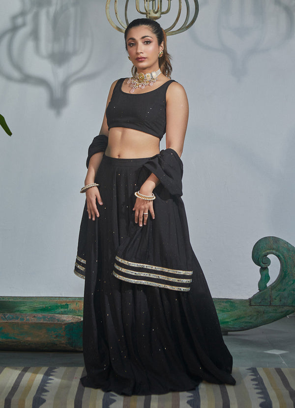 Cister Co Black Sequin Dupatta